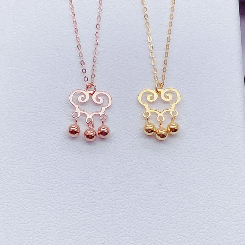 

CHUHAN 18K Rose Gold Auspicious Lock Necklace AU750 Chinese Style Pendant Ethnic Style Simple Fashion Wedding Featured Jewelry