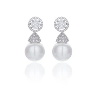 pearl cubic zircon drop earrings for wedding crystals dangle earring for bride women girl gift ce10294