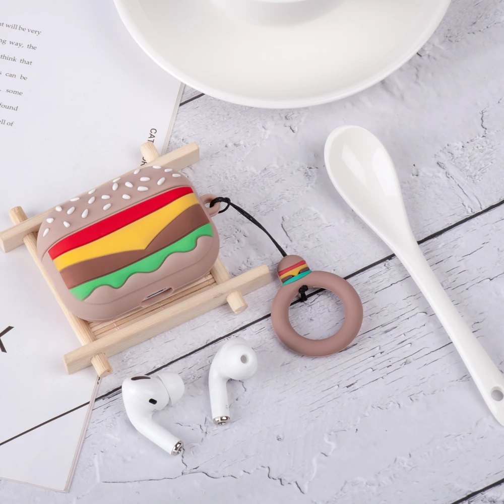 Силиконовый защитный чехол для AirPods Pro 2 1 TWS Bluetooth наушники с гамбургером попкорном