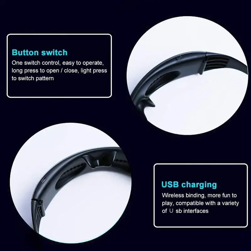 구매 무선 블루투스 LED 안경 전화 APP 연결 제어 풀 컬러 Oculos Led DIY 패턴 USB 충전 패턴