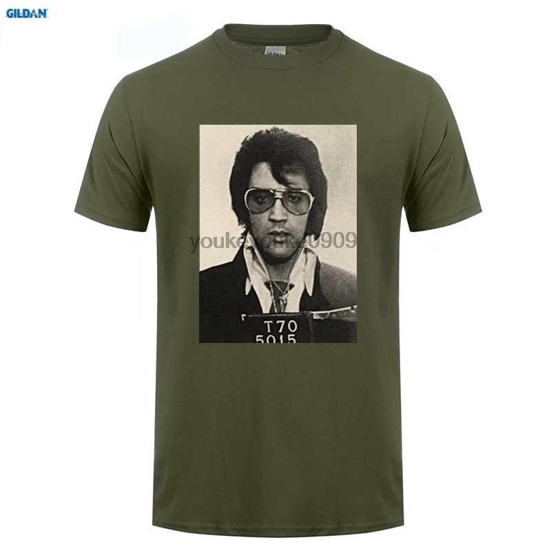 Ретро футболка Elvis Presley Mugshot винтажная картина Молодежная натуральная с коротким