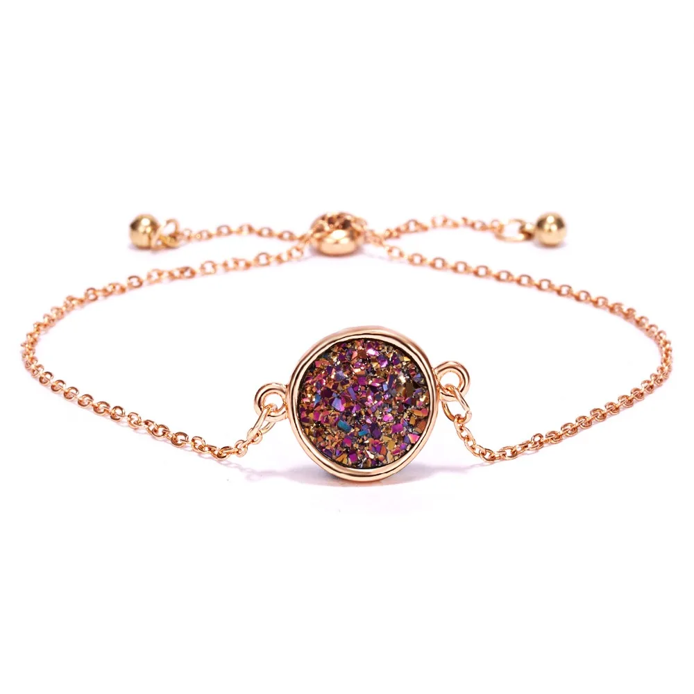 Rinhoo Кристальный браслет Простой Круглый кластерный браслет для женщин Bling натуральный камень браслет ювелирные изделия вечерние аксессуары