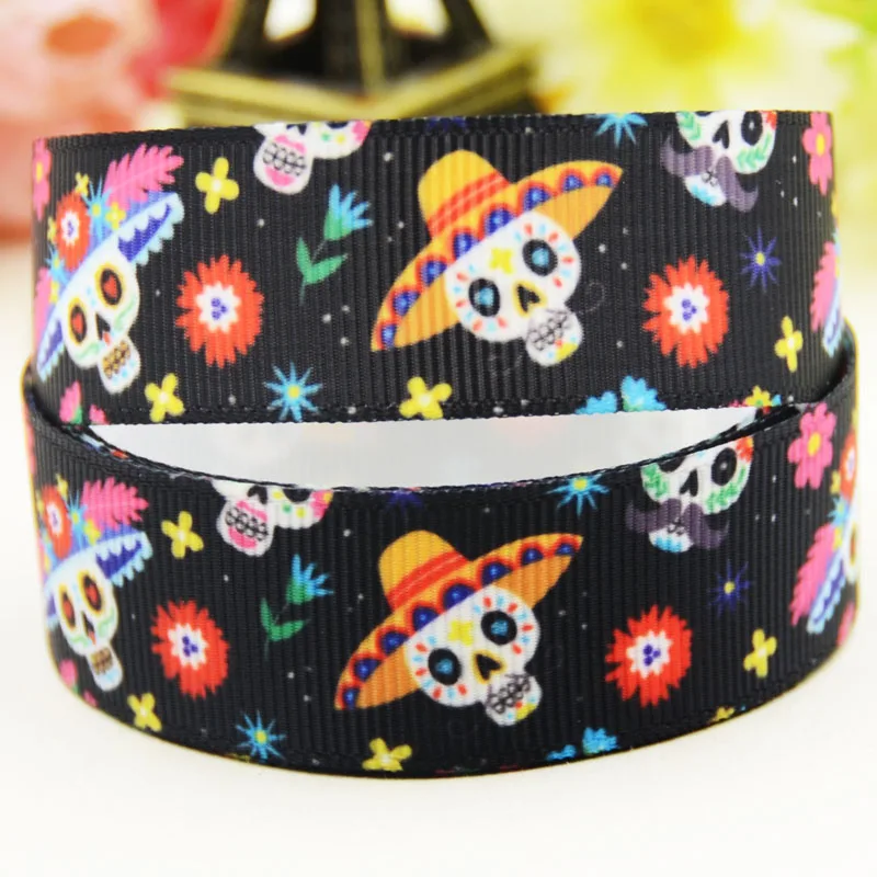 

Репсовая лента с мультяшным принтом «День мертвецов», 22 мм, 25 мм, 38 мм, 75 мм, украшение для вечеринки, 10 ярдов