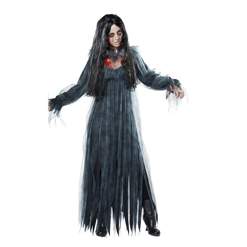 Женский костюм для косплея на Хэллоуин винтажное платье макси с длинным рукавом