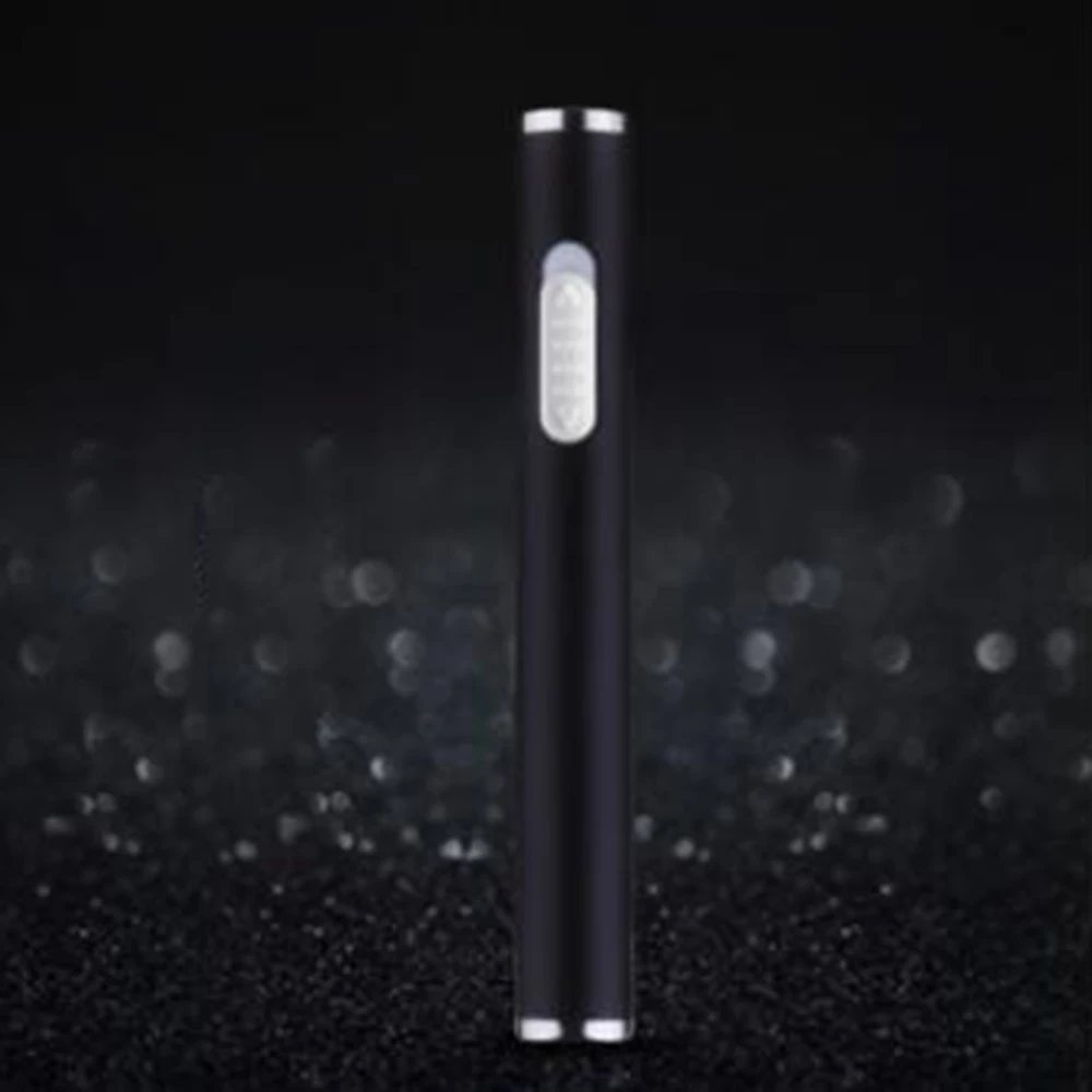 Черный Мини тонкая USB зарядка Зажигалка металлическая перезаряжаемая Электронная зажигалка портативная Зажигалка для сигарет Encendedor сигара пожарный курильщик - Цвет: Черный