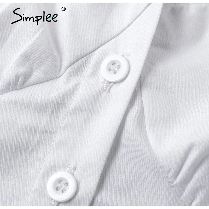 Simplee Vintage elegant white women blouses shirt Casual button blouse twist lace up Spring summer holiday blusas mujer shirts | Женская