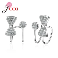 temperament simple simulated shiny crystal bow knot clip ear cuff earrings for women fashion jewelry no piercing bijoux