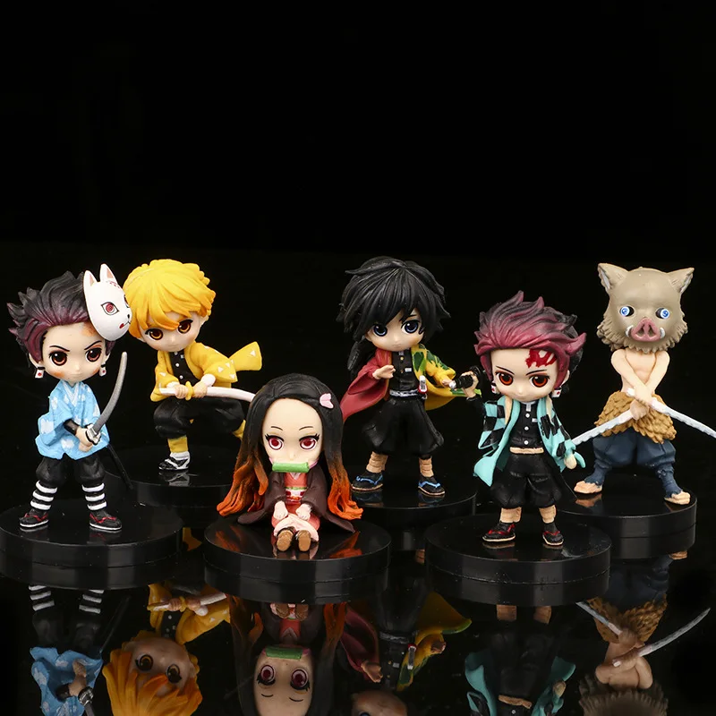 6 шт аниме Рисунок демон убийца Kimetsu без Yaiba игрушки камадо Tanjirou Nezuko Zenitsu Hashibira Inosuke