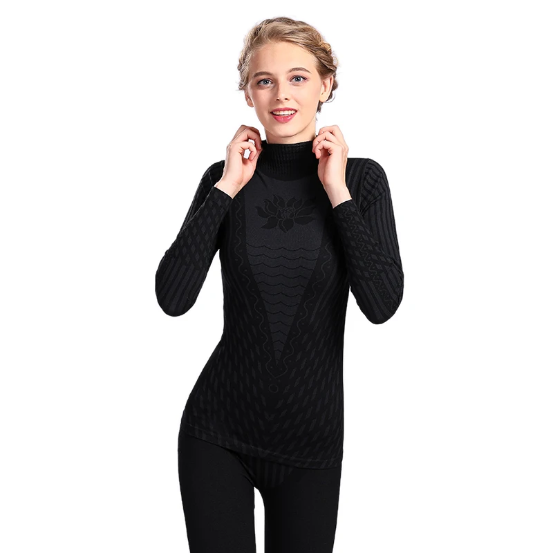

2020 New Fashion Printed Striped Women's Thermal Underwear Set Winter Turtleneck Cotton Long Johns Women thermo Clothing Pajamas