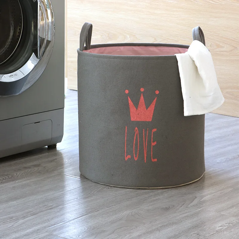 Для организации домашнего хранения корзина для белья из хлопка и льна складная