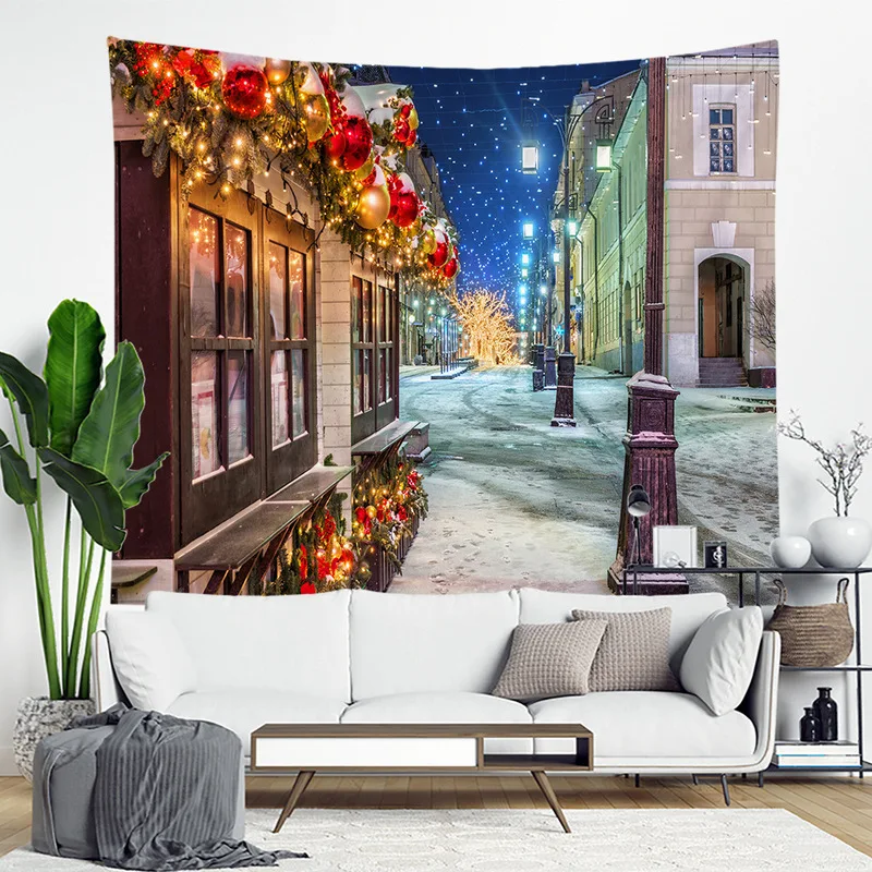 

Рождественский настенный гобелен с принтом на окно, подвесное украшение для дома, Настенное подвесное тканевое одеяло
