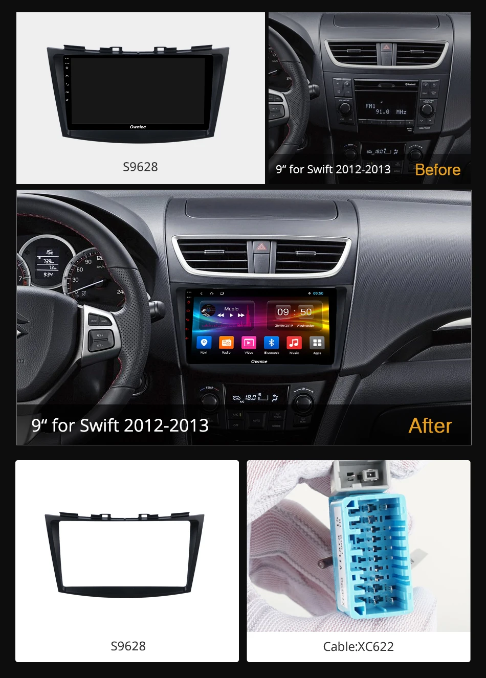 Автомобильный dvd-плеер Ownice K3 K5 K6 Android9.0 для SUZUKI SWIFT 2012 2013 GPS Navi 360 панорамный