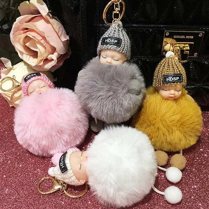 Супер милые Брелоки для ключей с куклой пушистый помпон из искусственного меха