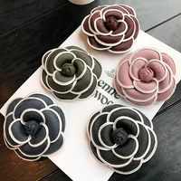 small fragrance high grade brooch big flower black and white classic camellia accessories brooch pin necktie for female