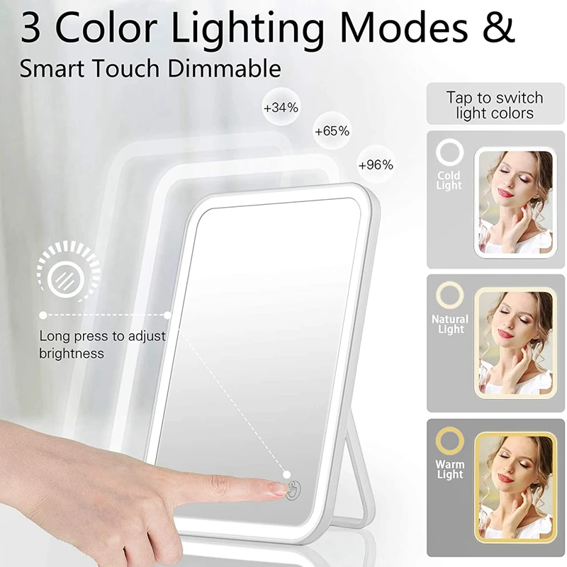Зеркало для макияжа 3 цвета регулируемое настенное освещение Smart Press | Красота и