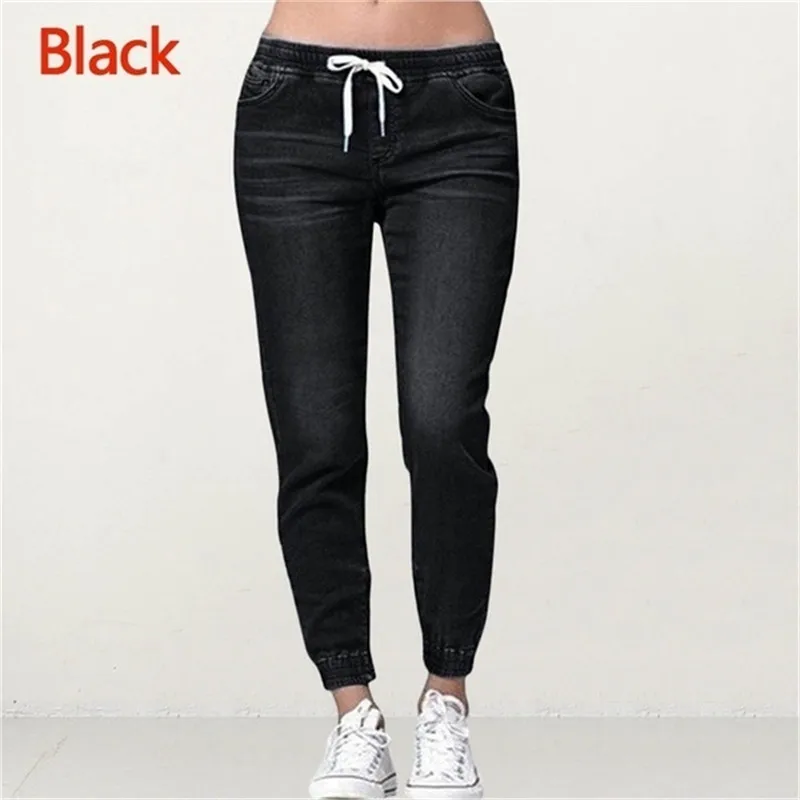 Женские джинсы KALENMOS размера плюс на шнуровке повседневные свободные облегающие