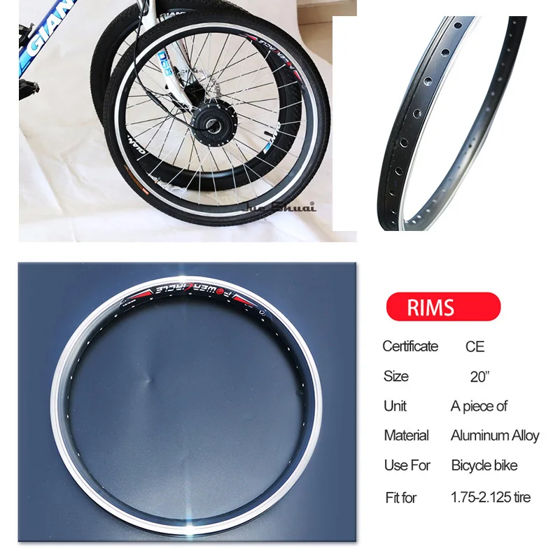 JS 20inch Ebike Rim Electric Bike Wheel 2.5cm/3.1cm Bicycle Aluminum Alloy 36H Spokes Road Bicycles Motor Engine Kit | Спорт и