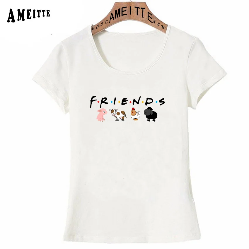 Веганских материалов друзья не еда футболка с принтом Сезон лето Модные женские