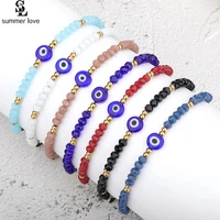 2pclot wholesale lucky turkish blue eye bracelets women handmade adjustable 4mm crystal beads woven bracelet friendship jewelry