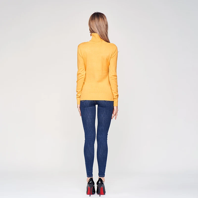 

Phi Phi Star Brand Women Sweater Casual Solid Turtleneck Female Pullover Full Sleeve Self-cultivation Basic Sweaters