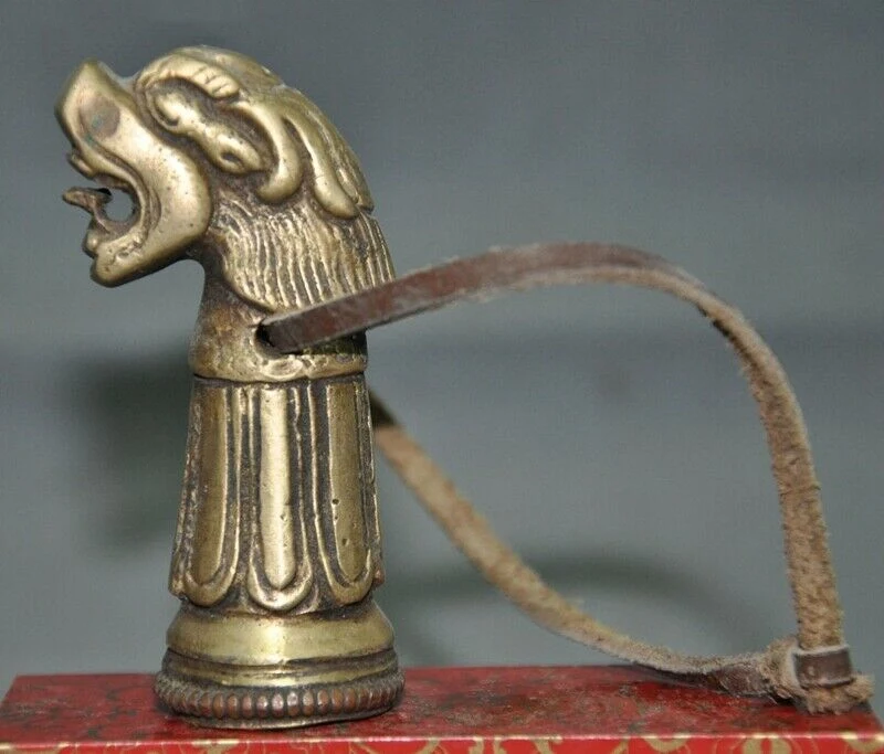 Старый китайский буддистский храм бронза латунь Lucky зверь печать штамп с