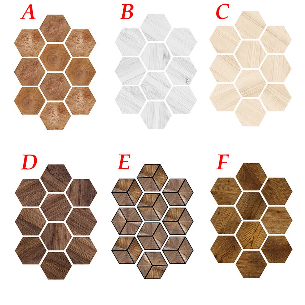 10 шт Шестигранная самоклеящаяся Нескользящая плитка для ванной комнаты кухни