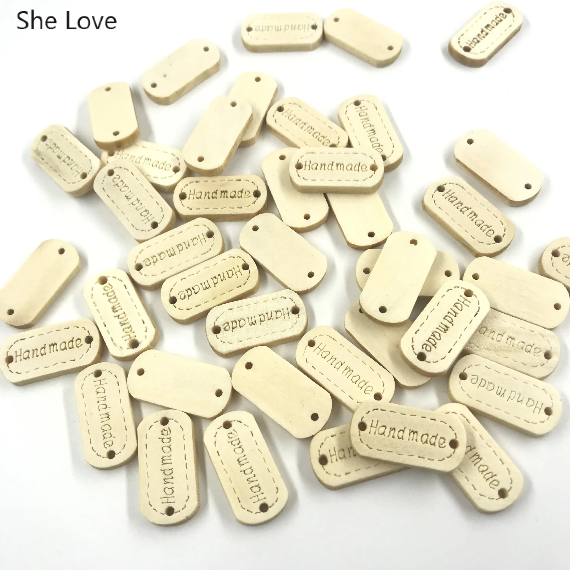 Винтажная деревянная швейная этикетка ручной работы 50 шт./лот 23 5x11 5 мм|Этикетки