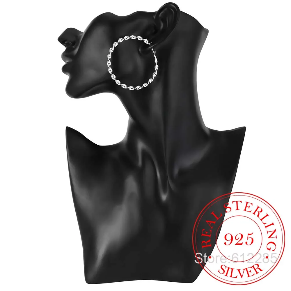 Серьги кольца женские из серебра 925 пробы модные большие серебряные серьги в