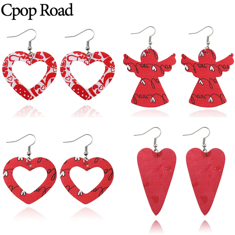 Женские серьги-подвески из искусственной кожи в форме сердца | Украшения и