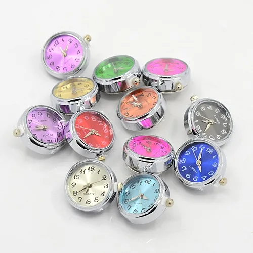 12 шт. железные компоненты часов Плоские Круглые металлические Платиновые цвета