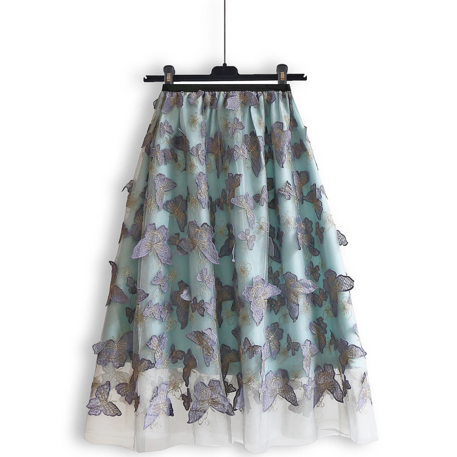 

Новинка, оригинальная трехмерная кружевная юбка с вышивкой, юбка Феи из марли с бабочкой, длинная юбка с высокой талией