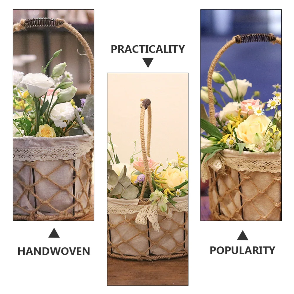 

1Pc Flower Basket Hand-Woven Flower Pot Home Decoration Gardening Supplies