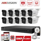 Камера видеонаблюдения Hikvision, 4 к, 16 каналов, POE, NVR, 10 шт., инфракрасная камера 8 Мп, DS-2CD2085G1-I для домаулицы, Hik-Connect, Plug and Play, 30 м, IP67