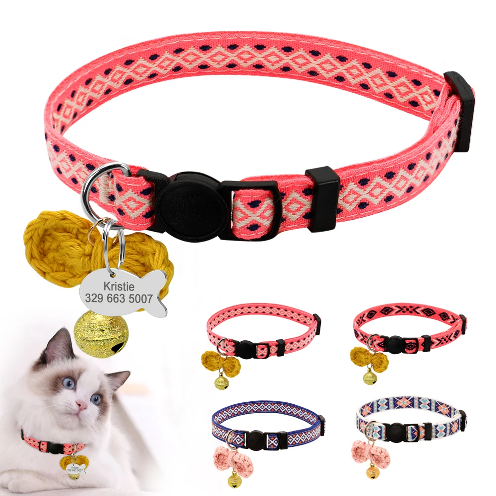 Подгонянный ошейник для кошек быстросъемные ошейники милые Персональные