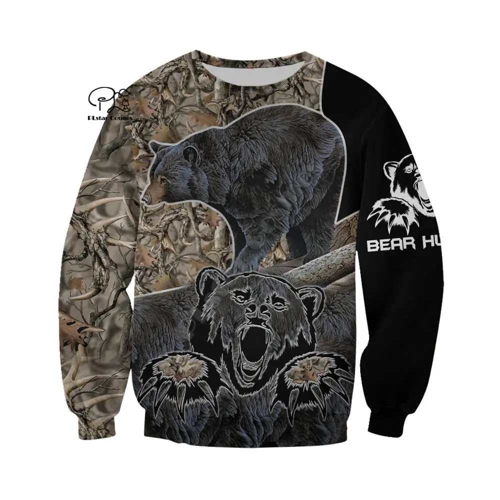 

PLstar Cosmos 3DPrint Brown Bear Hunter Hunting Animals Funny Men/Women Harajuku Streetwear Hoodies/Zip Hoodie/Sweatshirt/-c13