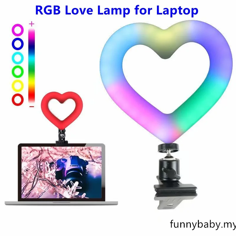 

Кольцевой светильник для селфи RGB, USB лампа для селфи с 3 уровнями яркости, настраиваемая Светодиодная лампа для ноутбука для прямой трансляц...