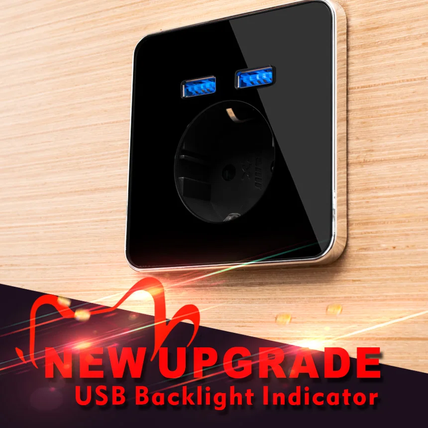 Настенная розетка JIUBEI европейского стандарта питания с двумя usb разъемами