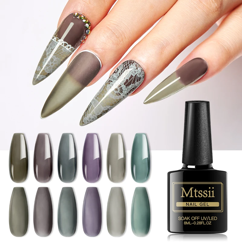 

Стеклянный Гель-лак для ногтей Mtssii, 8 мл, УФ-светодиодный Гель-лак, летний полупрозрачный Цветной Гель-лак для ногтей, снимается отмачиванием...