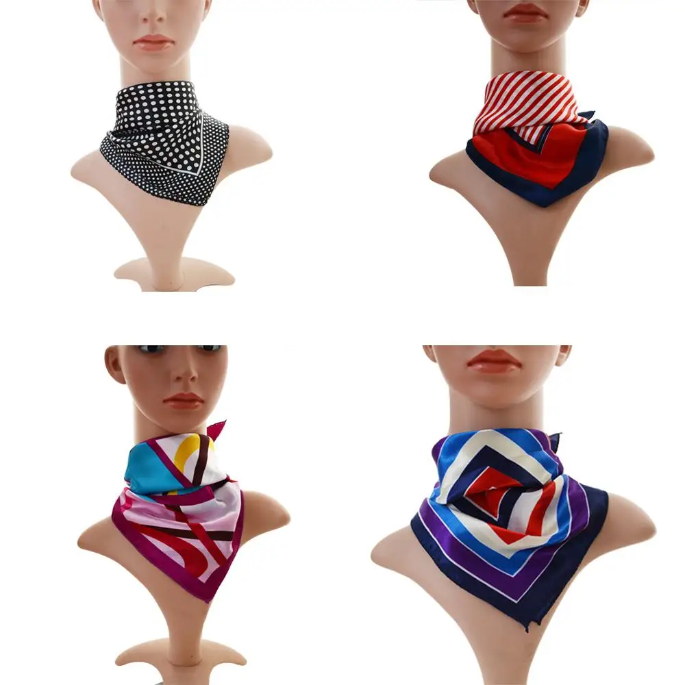 Женский Элегантный квадратный шейный платок из искусственного шелка бандана |