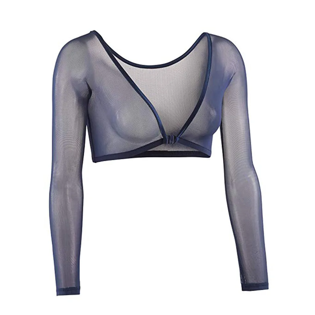 Mesh Blue Женский бесшовный топ для коррекции фигуры с обеих сторон размера плюс, сетчатый бесшовный облегающий Топ, облегающий верх, рубашка, блузки, черный, белый, синий цвет - Цвет: Mesh Blue