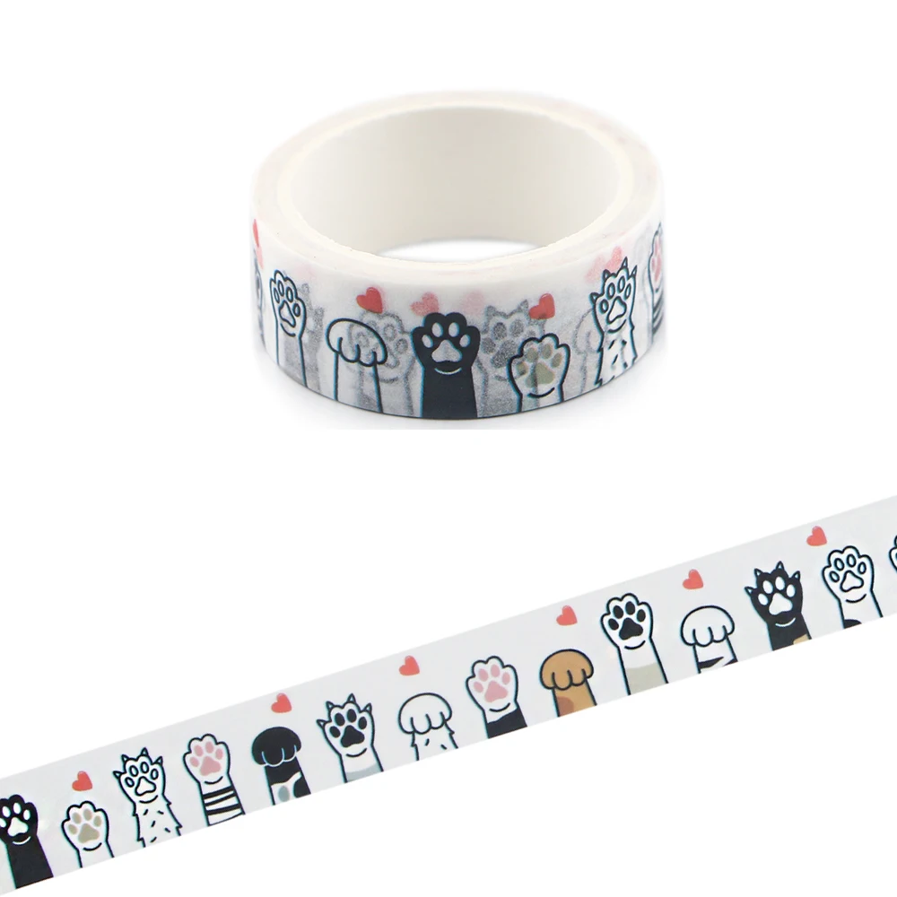 Лента для скрапбукинга rancite R835 отпечатки собачьих лап с кошачьими следами |