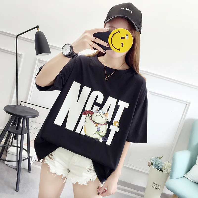 Женские футболки Забавные женская летняя Винтажная Футболка 2018 Femme черный
