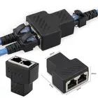 Прочный RJ45 отклонения в размерах на 1-2 LAN Медь Core черный провод сети Ethernet сетевой адаптер разъём разветвитель удлинитель для головок штепсельная вилка к кабелю для подключения внешних устройств гнездо