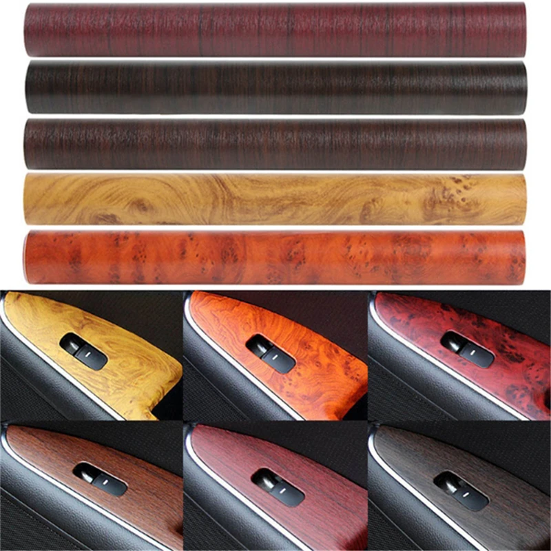 

30*100cm PVC Wood Grain Textured Car Interior Decoration Stickers Waterproof Furniture Door Automobiles Vinyl Film Car-Styling