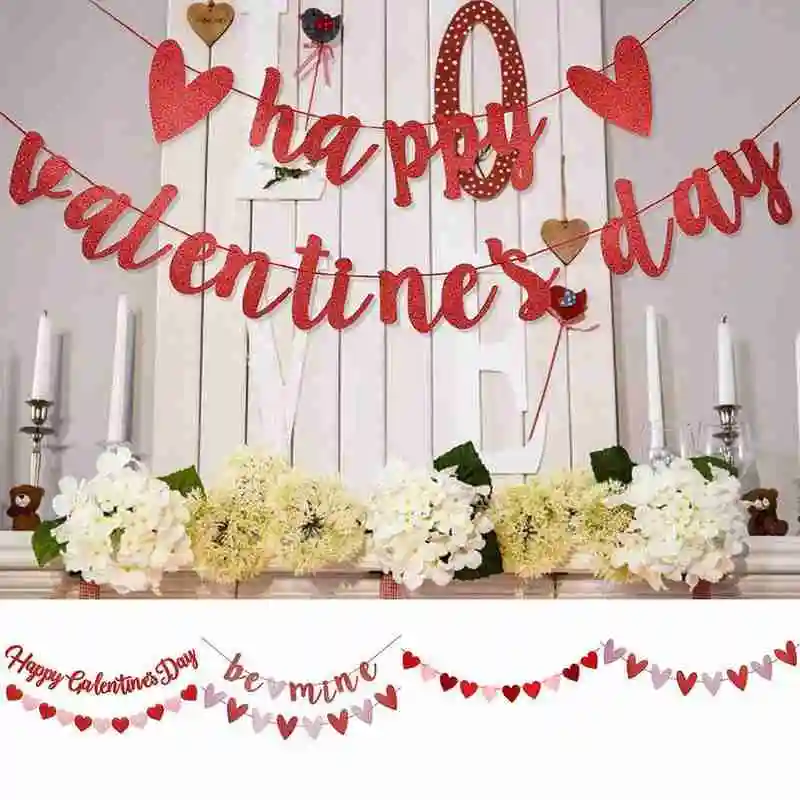 

Shinny Sequin Dating Valentines Day Party Paper Banner Valentines Valentines Decorative Happy Ornament Hanging Banner Day D B5G3