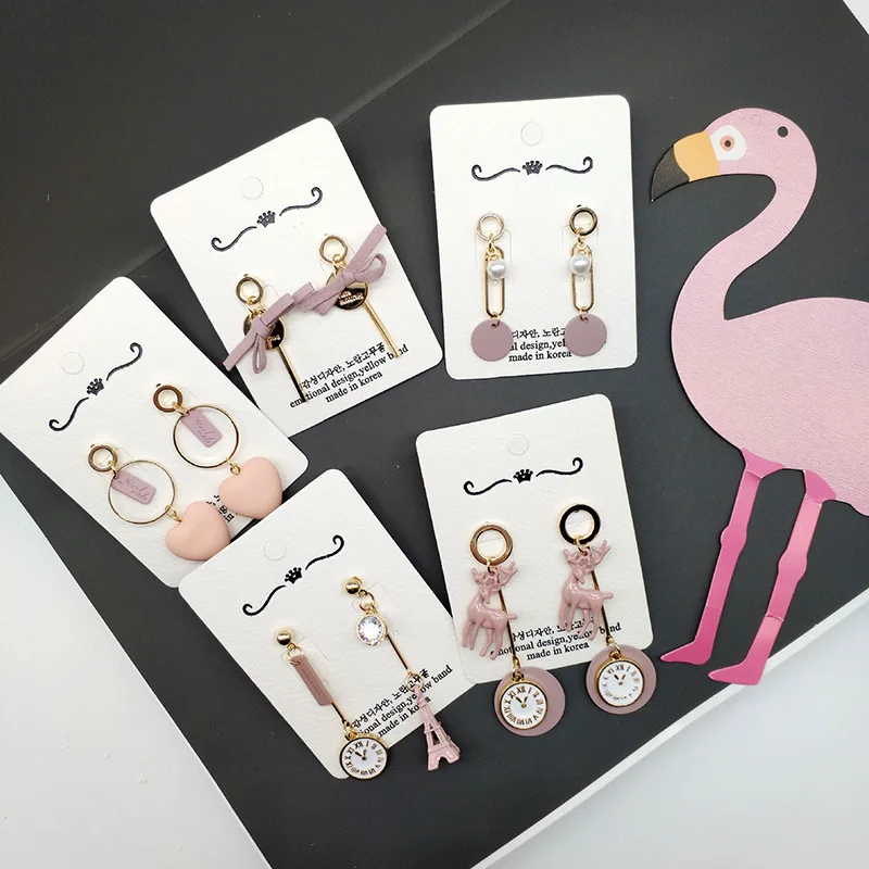 Корейские висячие серьги каваи розовые женские оптом мультфильм милое Сердце