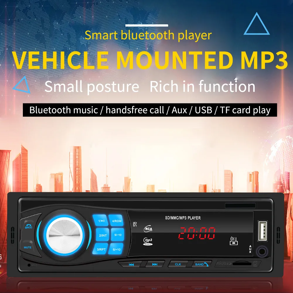 Автомагнитола 1 Din Bluetooth громкая связь стерео In-dash FM Aux вход Mp3 USB WMA AUX в