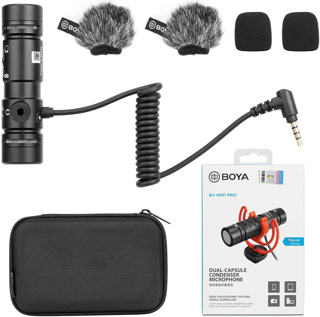 Микрофон BOYA BY-MM1 PRO с двойной головкой конденсаторный микрофон суперкардиоидным