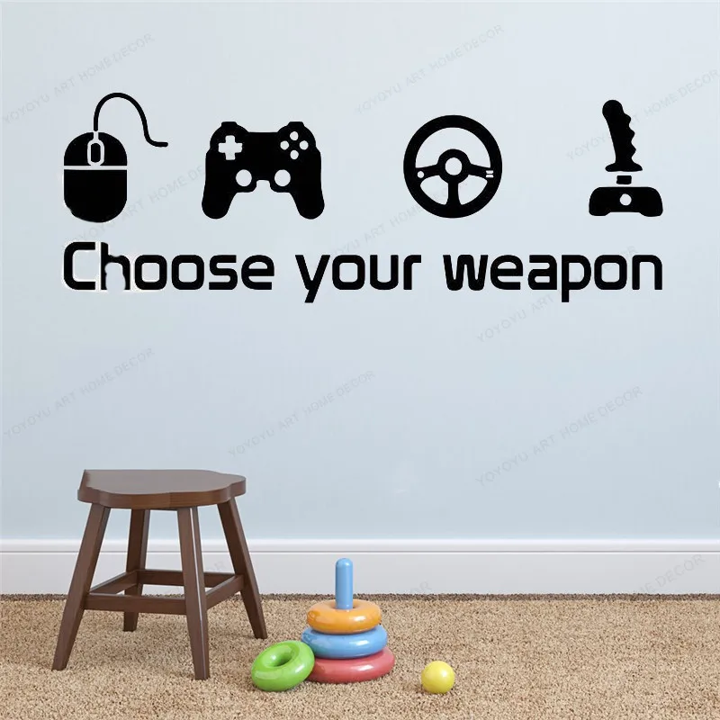 Виниловая настенная наклейка с играми выберите свое оружие цитата игровой