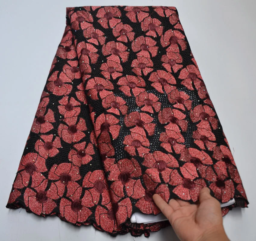 Высококачественная кружевная ткань из 100% хлопка с вышивкой швейцарская вуаль